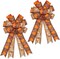 Large Fall Bows for Wreath 20x11 Inch, 2 Pack Pre-Tied Thanksgiving Wired Ribbon, Decorative Autumn Tree Topper Bow for Front Door Indoor Outdoor Harvest Decorations (Flaxen, Maple)